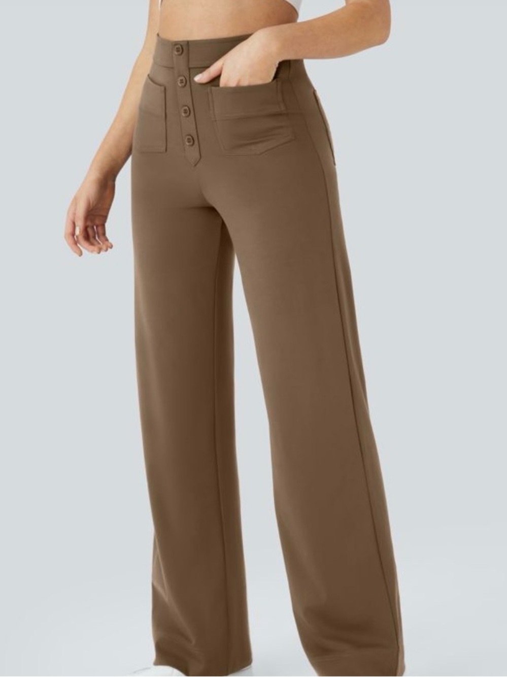 Halara DayStretch High Waisted Straight Leg Casual Pants in Brown Small - Picture 2 of 15
